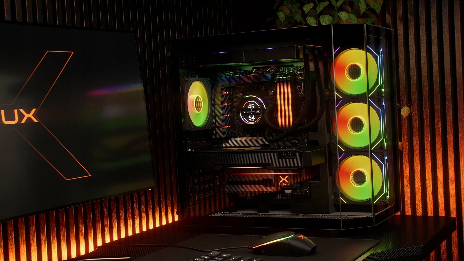 Ftohës uji AIO Krux HydroGlance 240 ARGB LCD KRXE003, radiator 240 mm, 2x120 mm PWM