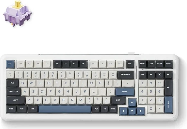 Tastierë mekanike Mchose K99-3A, 96%, RGB, wireless/wired, bardhë-zi