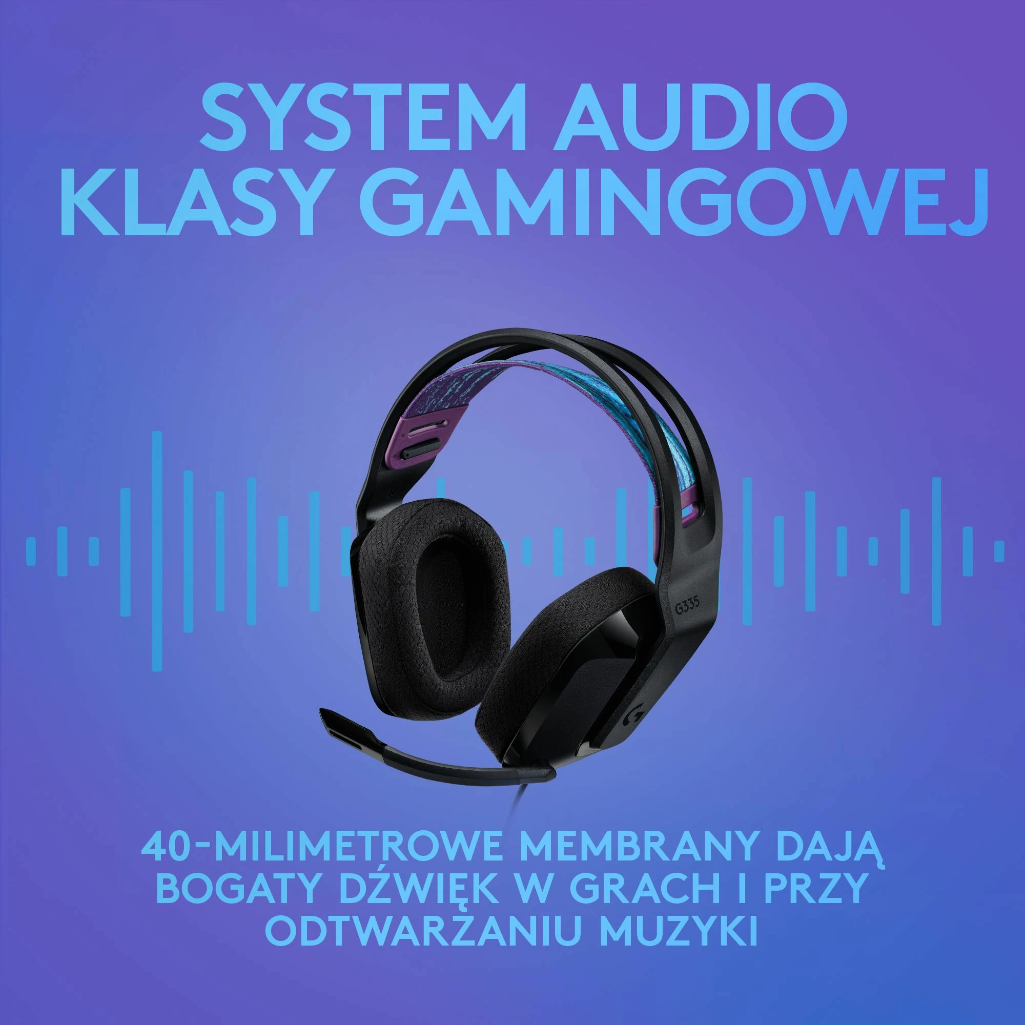 Kufje gaming Logitech G335 (981-000978), me kabllo 3.5mm, mikrofon, 40mm, të zeza