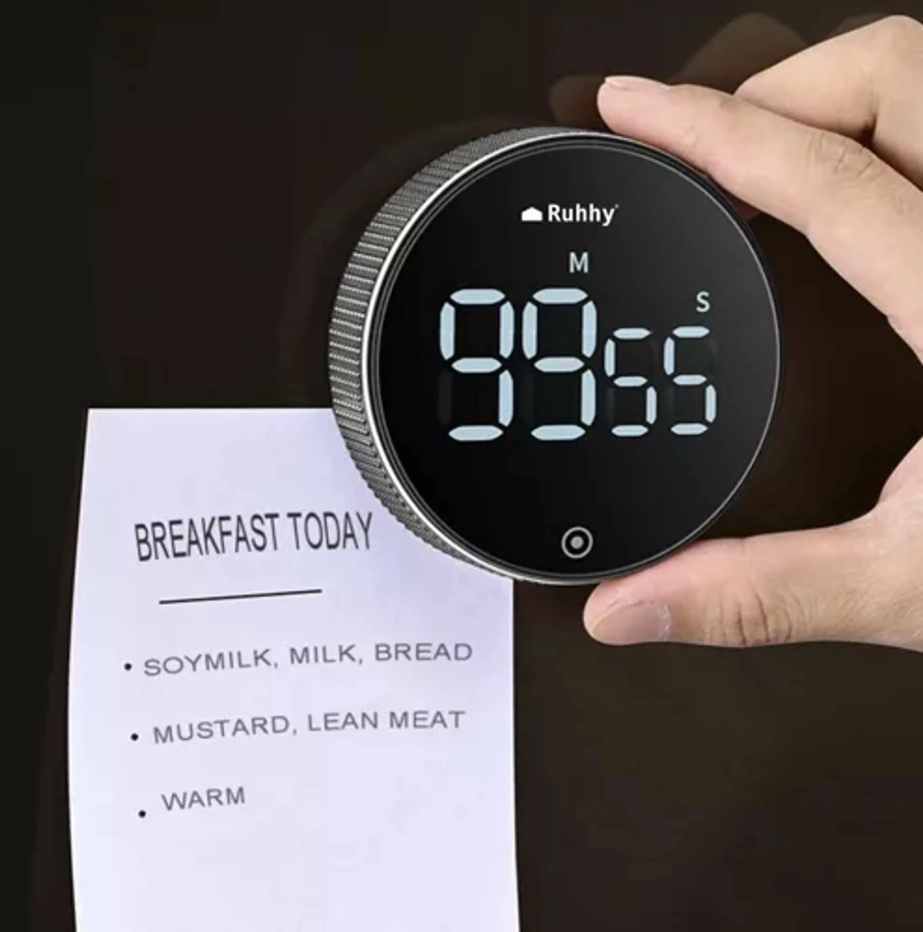 Timer digjital Tadar 5900779944022, magnetik, LCD, 0–99 min 55 sek, 3xAAA, e argjendtë