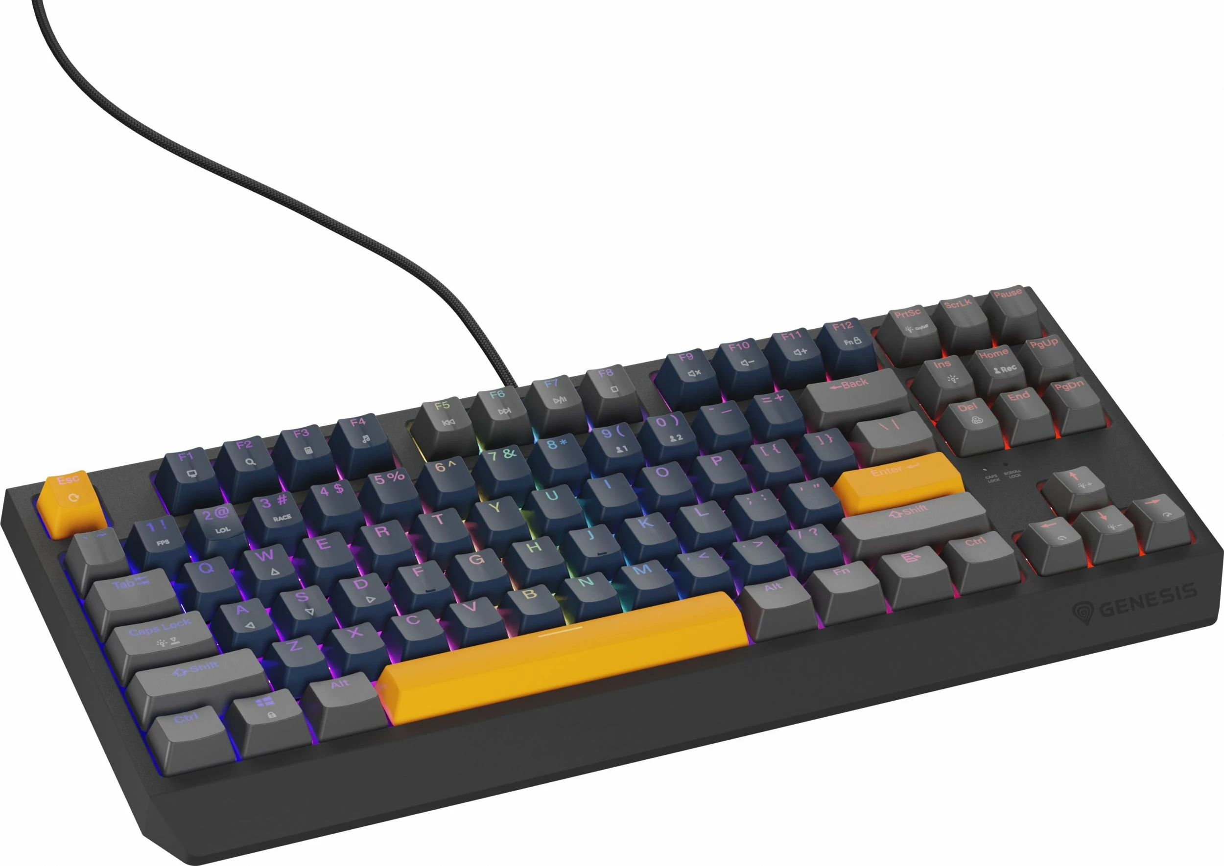 Tastierë mekanike gaming Genesis Thor 230 TKL NKG-2163, Outemu Panda, USB, RGB, layout US, Hot Swap, blu