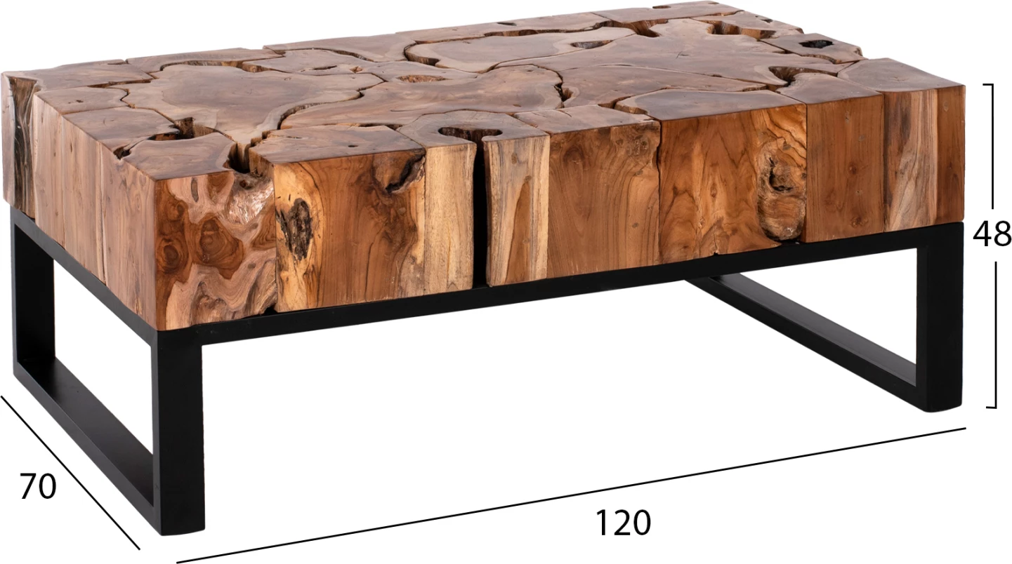 Tavolinë për kafe FB99355 drejtkëndëshe, dru teak natyral, 120x70x48H