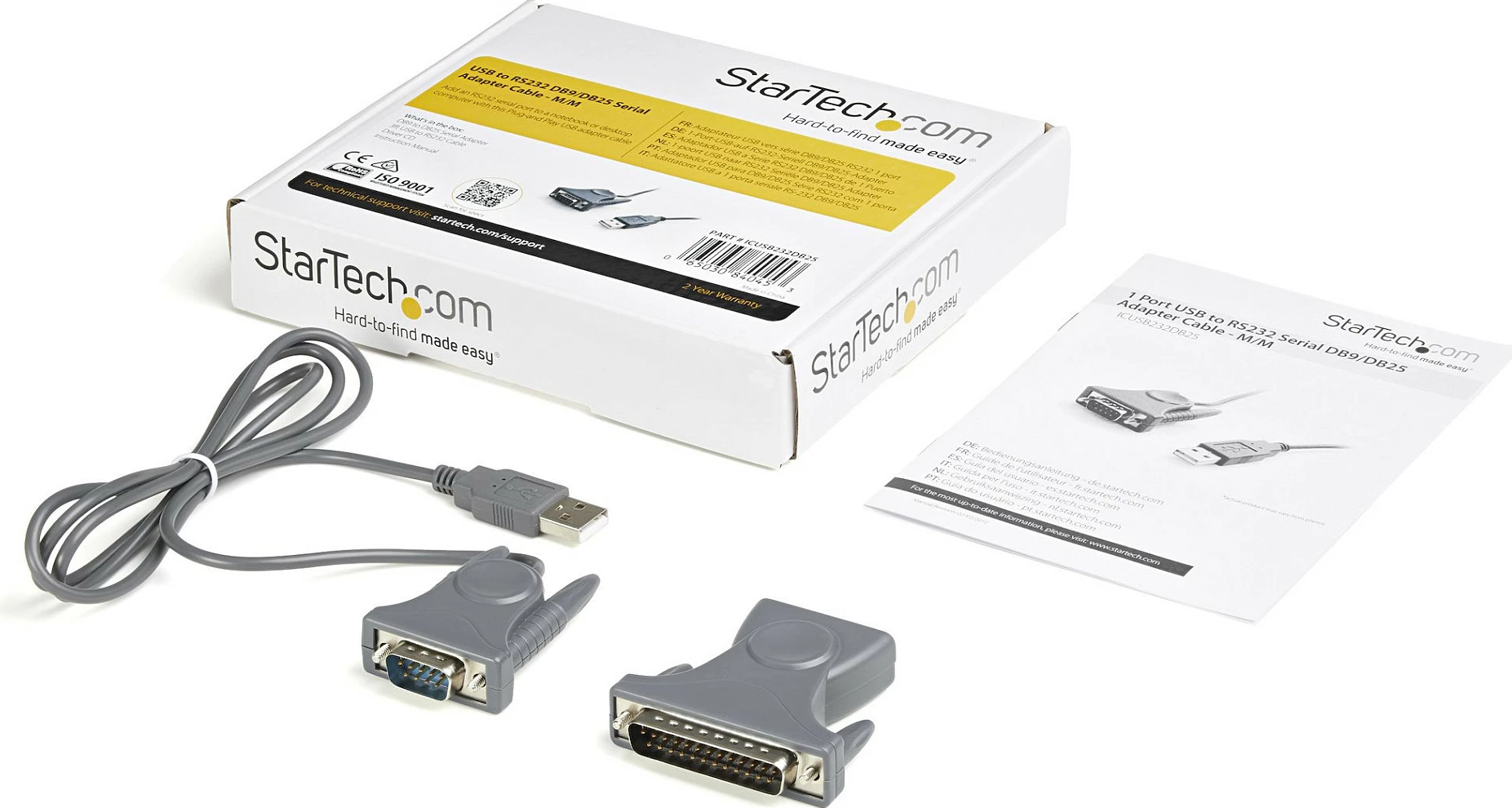 Adapter USB në Serial RS232 StarTech ICUSB232DB25, USB-A në DB9/DB25, 0.9m, Prolific, hiri