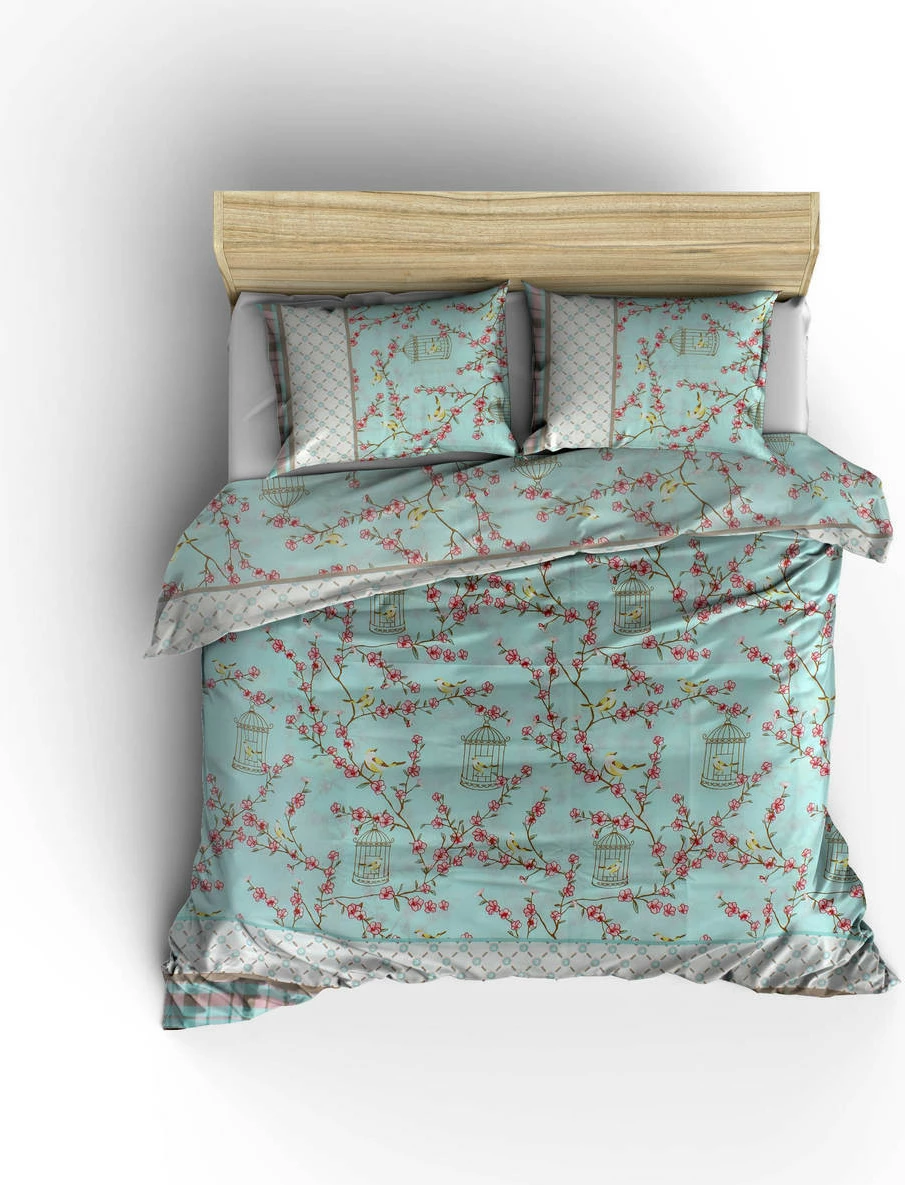 Set mbulesë për jorgan Super King, Birdcage, ngjyrë turquoise, L'Essentiel Linge de Maison