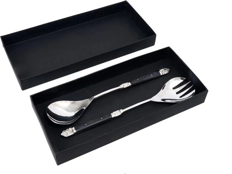 Set për shërbim sallate ROYAL, 2 copë, çelik, dorezë rrëshirë e zezë, 29x6x2 cm