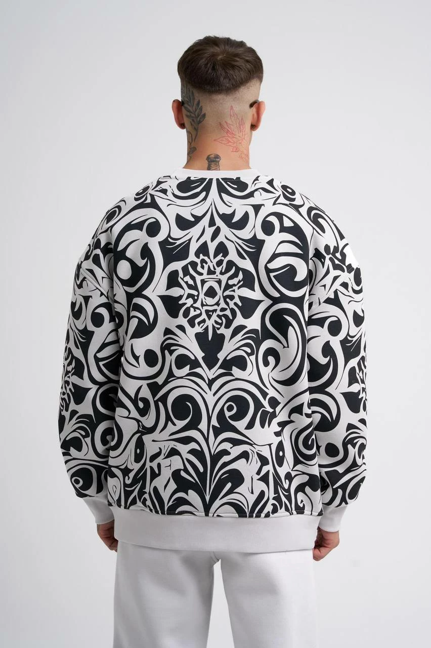 Duks oversize me figurë Machinist, i bardhë