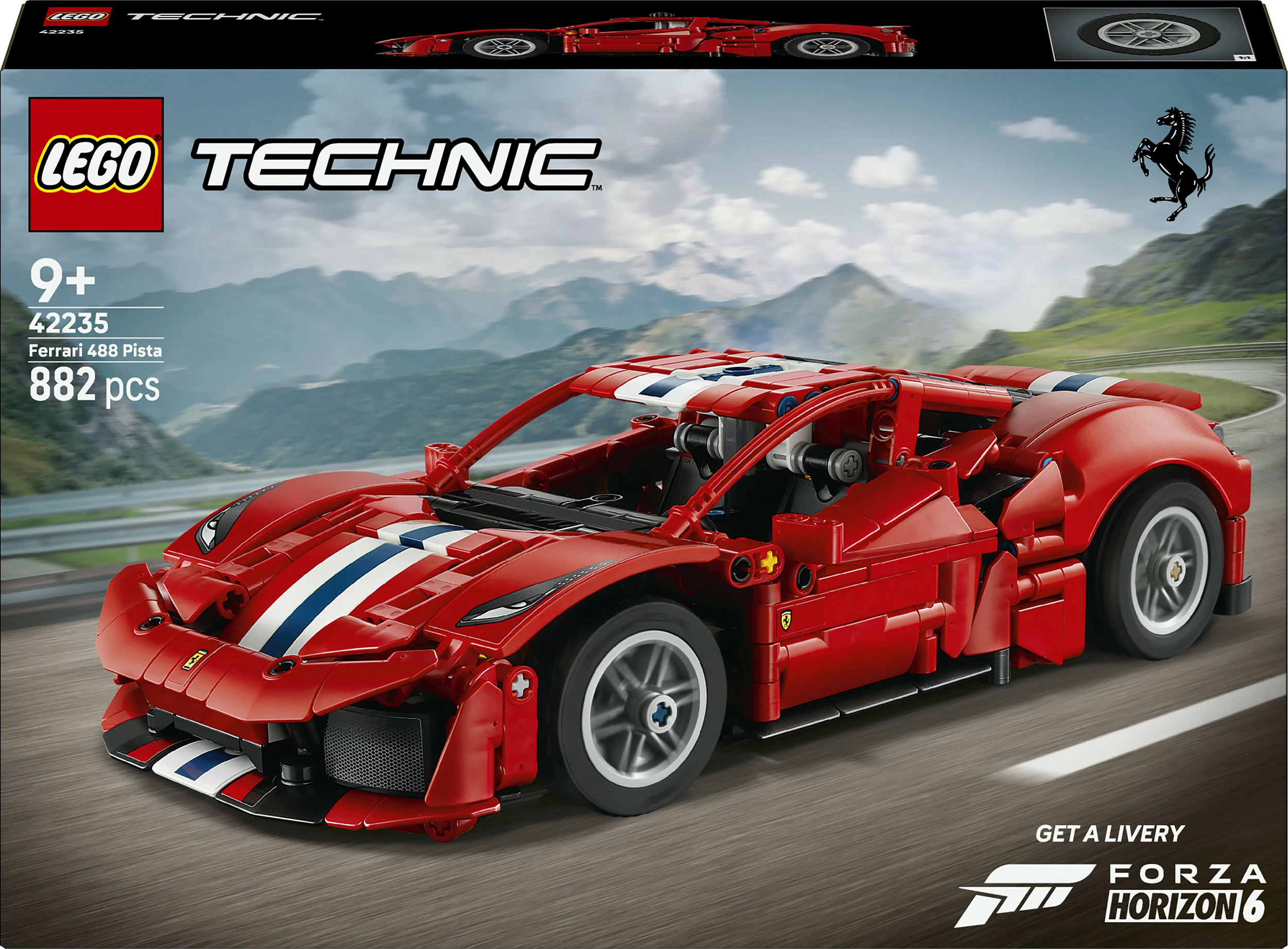 Set ndërtimi LEGO Technic Ferrari 488 Pista 42235, 882 copë, i kuq