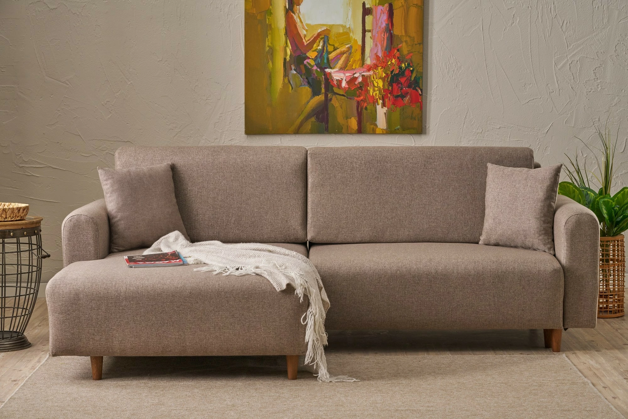 Kënd-sofë krevati Atelier del Sofa, kënd majtas, ngjyrë kafe