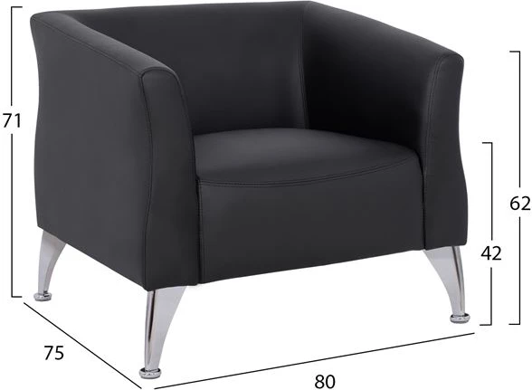 Fotel Kiana FH3122.11, ngjyrë e zezë, PU, 80x75x71 cm