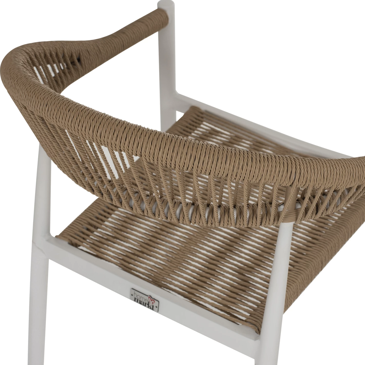 Karrige alumini, ngjyrë e bardhë me rattan bezhë, FH5854.01, 56x55.5x78H