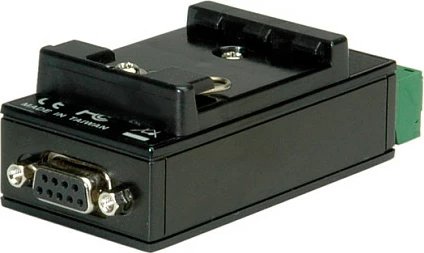 Konvertues serial ROLINE RS232 në RS422/485, izolim 3000 VDC, DIN shinë, i zi