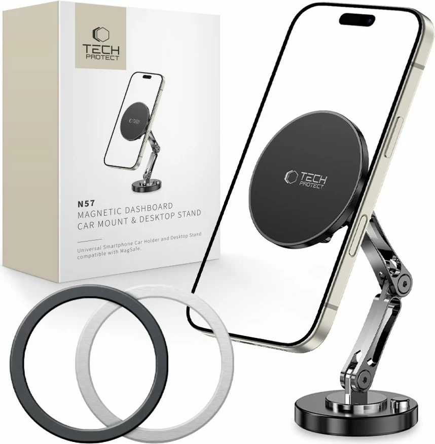 Mbajtës magnetik për telefon Tech-Protect N57, MagSafe, i zi