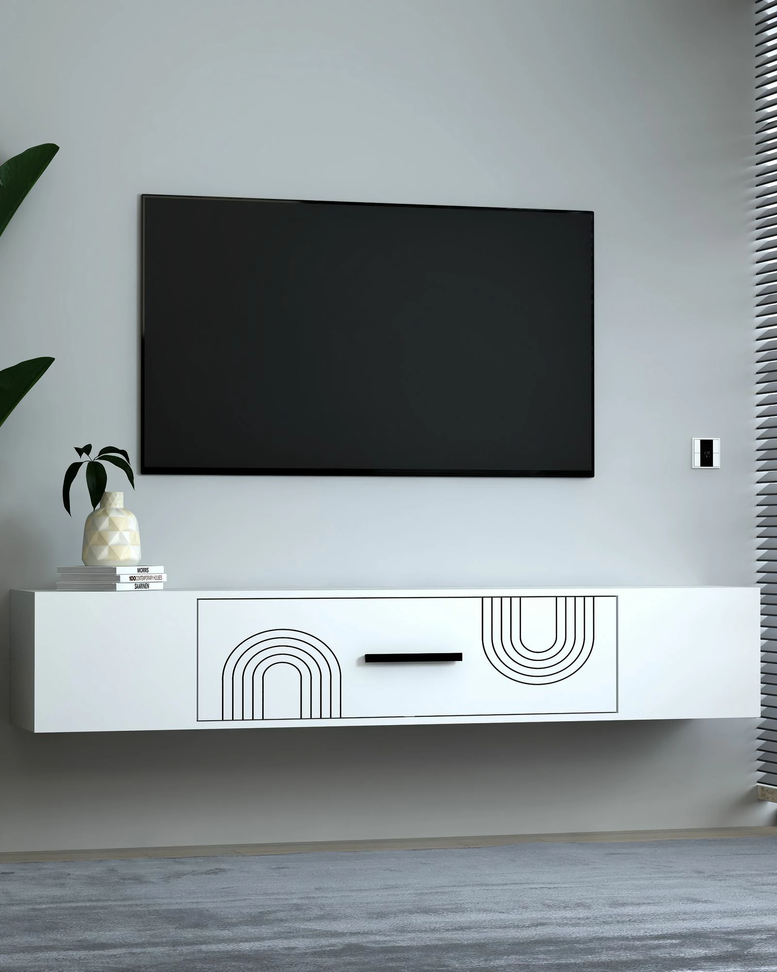 Komodë TV Skye Decor, Kodaks L2, e bardhë