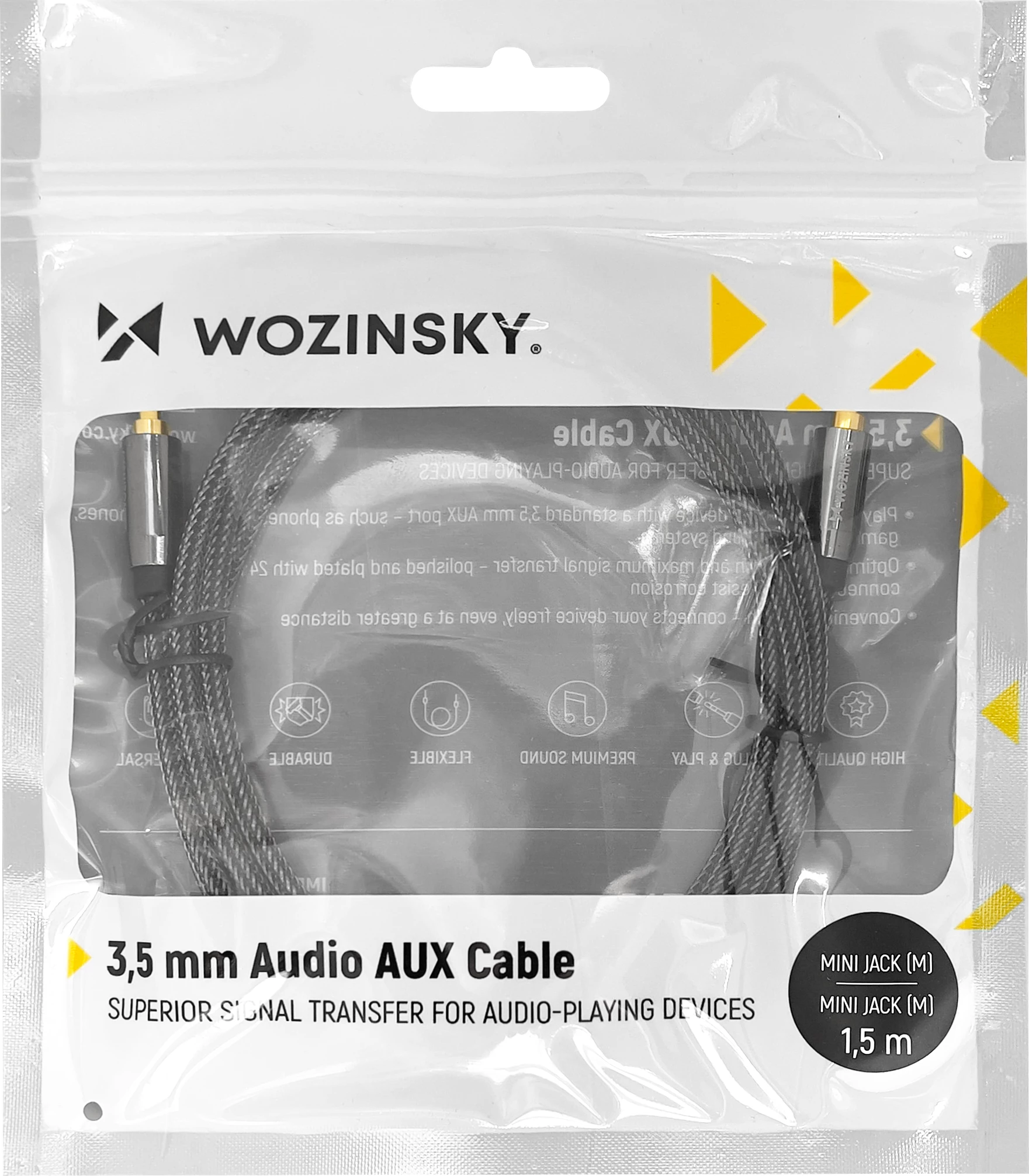 Kabllo audio Wozinsky AUX, 2x mini jack 3.5mm, 2m, e zezë