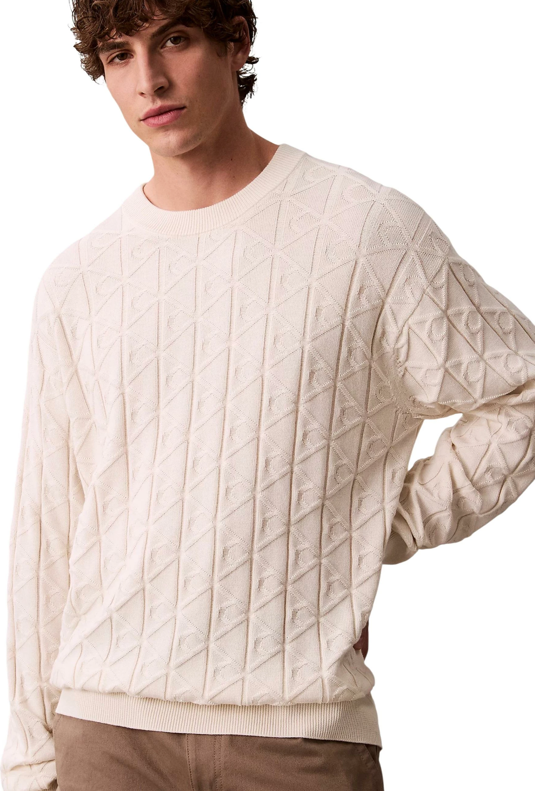 Xhemper për meshkuj Calvin Klein Jeans LV04RE301G, krem [Madhësia: L]