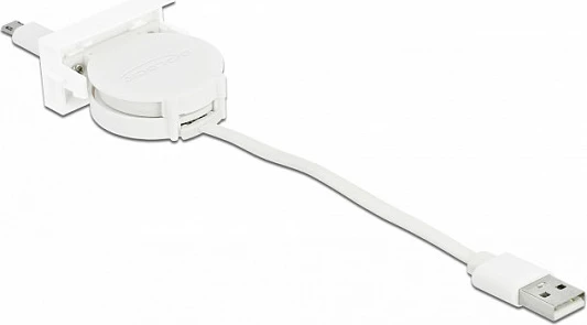Kabllo USB DeLOCK Easy 45, USB-A në Micro-USB B, e rrotullueshme 0.62 m, e bardhë