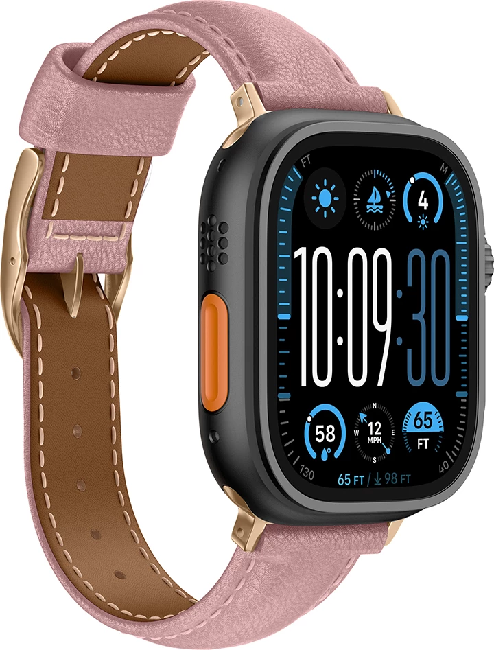 Rrip lëkure për Apple Watch AmazingThing Class Band, 45/46/49 mm, Rozë
