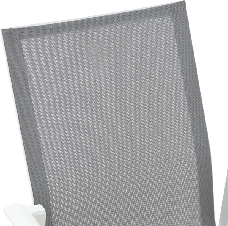 Karrige për kopsht Dashiell metalike e bardhë textilene gri e lehtë 71x58x94cm