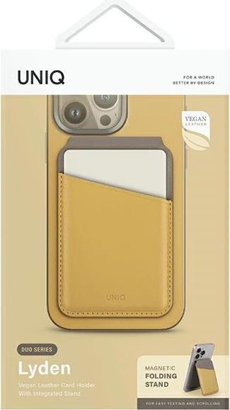 Mbështjellës magnetik për kartela UNIQ Lyden DS, për smartphone, verdhë-gri