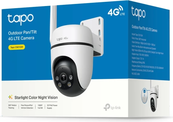 Kamerë sigurie outdoor TP-LINK Tapo C501GW, FHD 1080p, 360° pan/tilt, 4G LTE/Ethernet, IP66, PoE, e bardhë