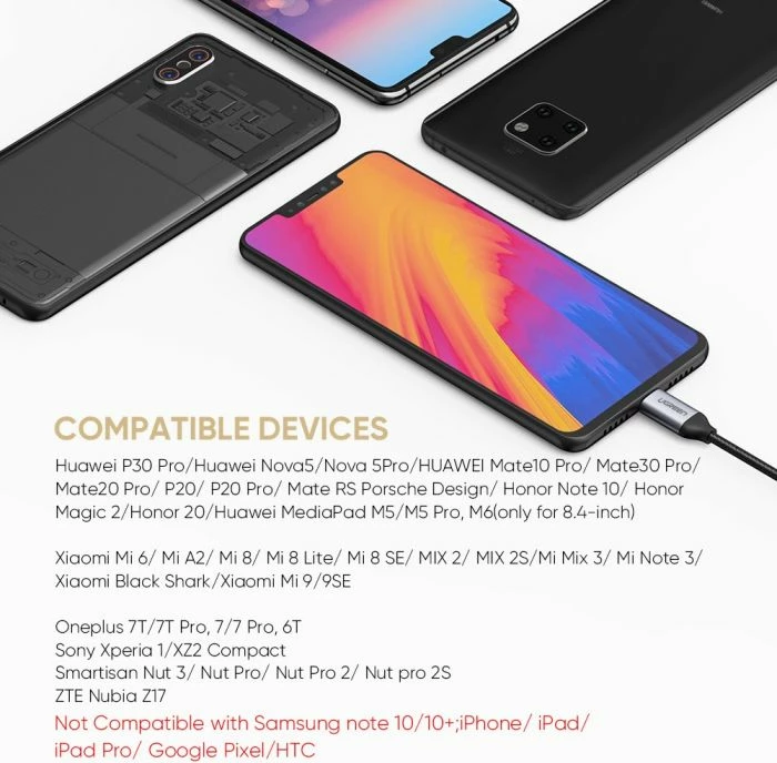 Kabllo adapter audio USB-C në 3.5mm UGREEN 30632, 10cm, TRRS CTIA/OMTP, polybag, gri e errët