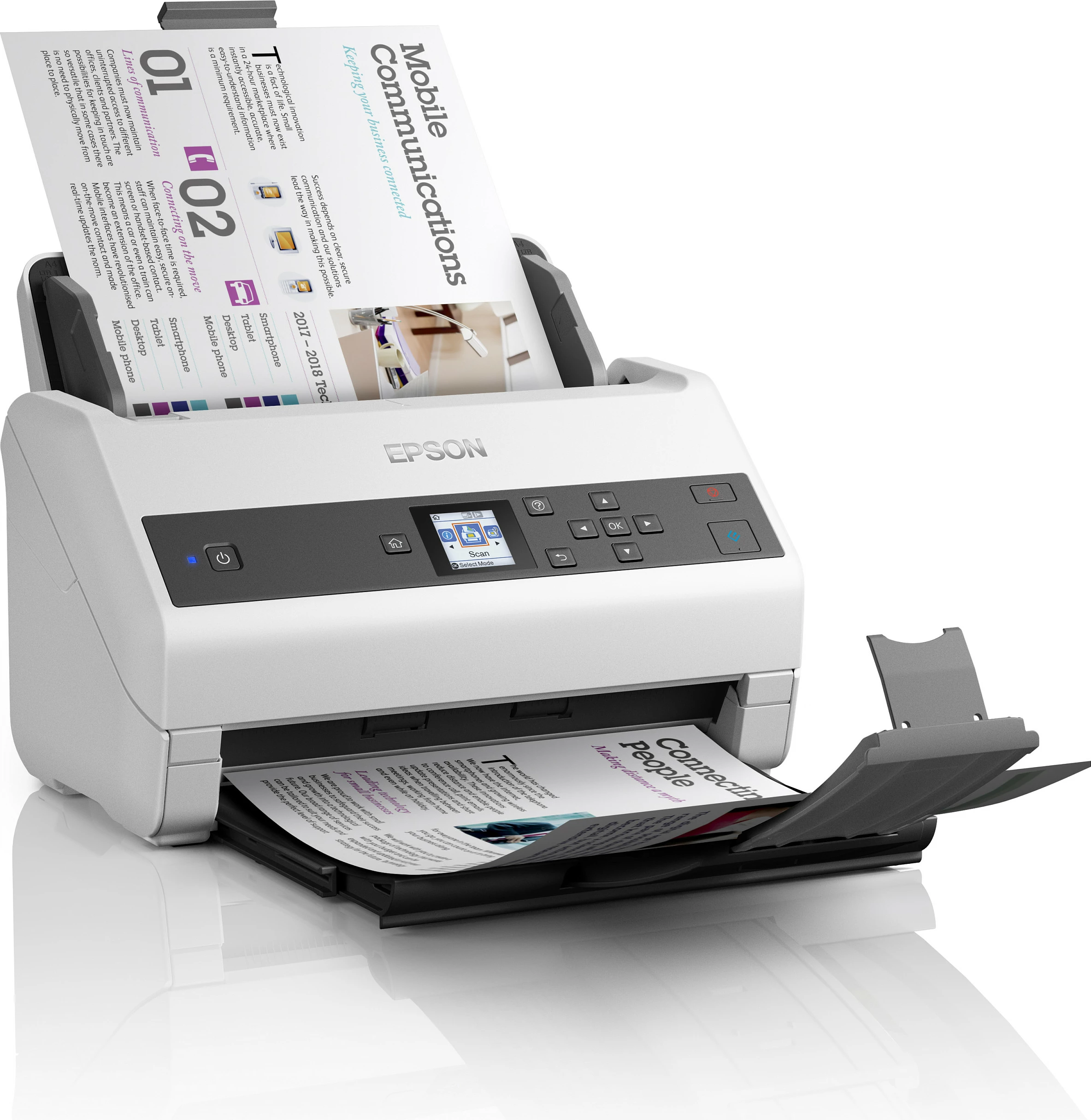 Skaner dokumentesh Epson WorkForce DS-870, ADF 100 fletë, duplex, 65 ppm, 600 x 600 DPI, bardhë/gri