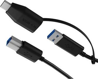 Kabllo USB 3.2 ICY BOX IB-CB032, 1m, USB-B në USB-A me adapter USB-C, e zezë