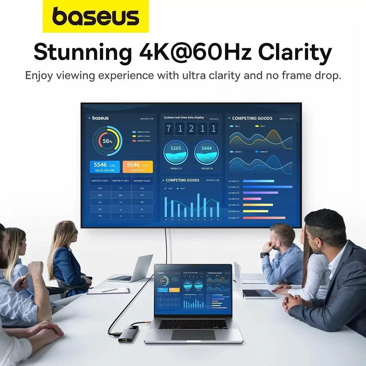 Hub USB Baseus Metal Gleam Series II 6-në-1 USB-C, HDMI 4K@60Hz, RJ-45 1Gbps, USB-C PD 100W, 2x USB-A 3.2 Gen2 10Gbps, gri