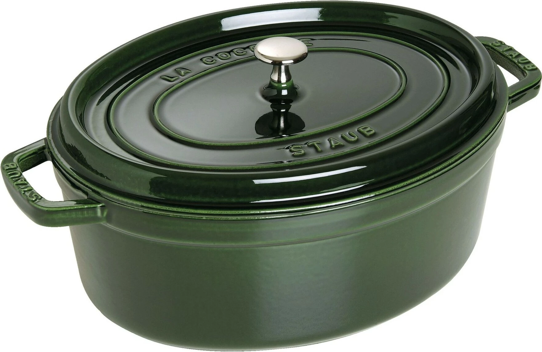 Tenxhere ovale Staub La Cocotte 33cm, gize, smalt, jeshile