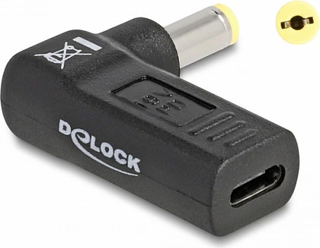 Adapter karikimi DeLOCK USB-C femër në Acer 5.5x1.7mm mashkull 90°, 3A, i zi