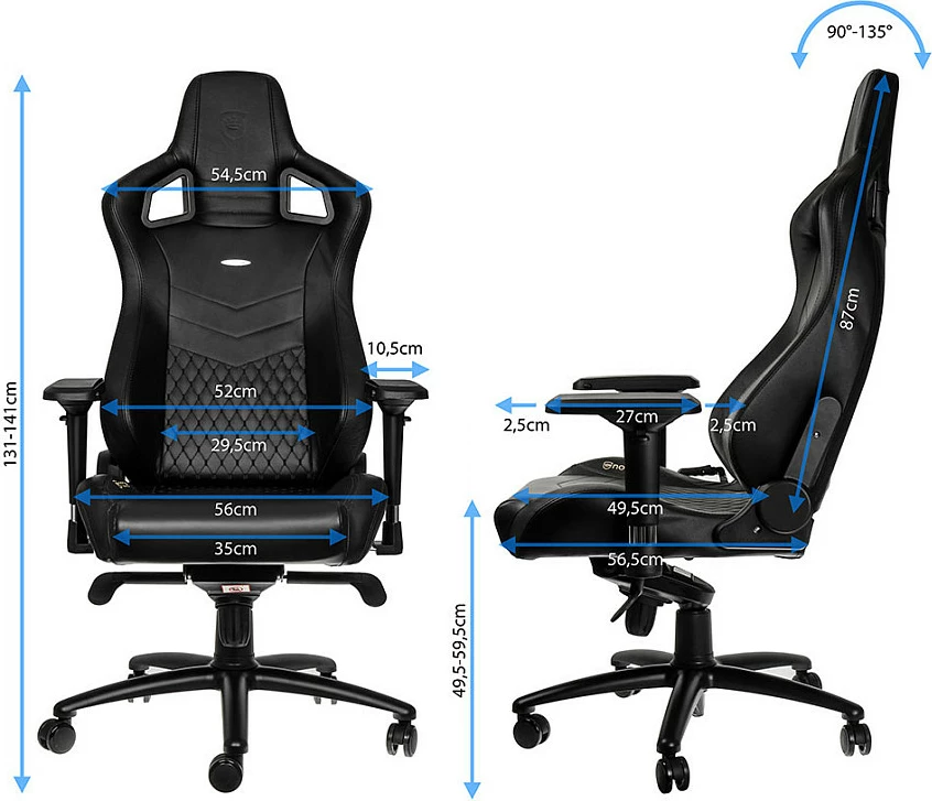 Karrige gaming Noblechairs EPIC, lëkurë e vërtetë, e zezë