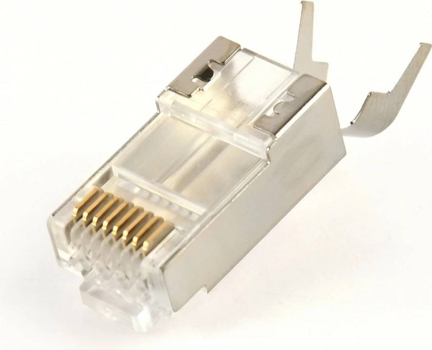 Konektor RJ-45 Gembird LC-PTF7-01/50 CAT7 i blinduar pass-through, 50 copë, i bardhë