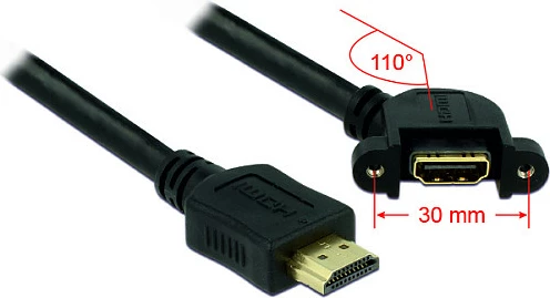 Kabllo zgjatuese HDMI DeLOCK HDMI A 1m, mashkull në femër panel-mount, e zezë