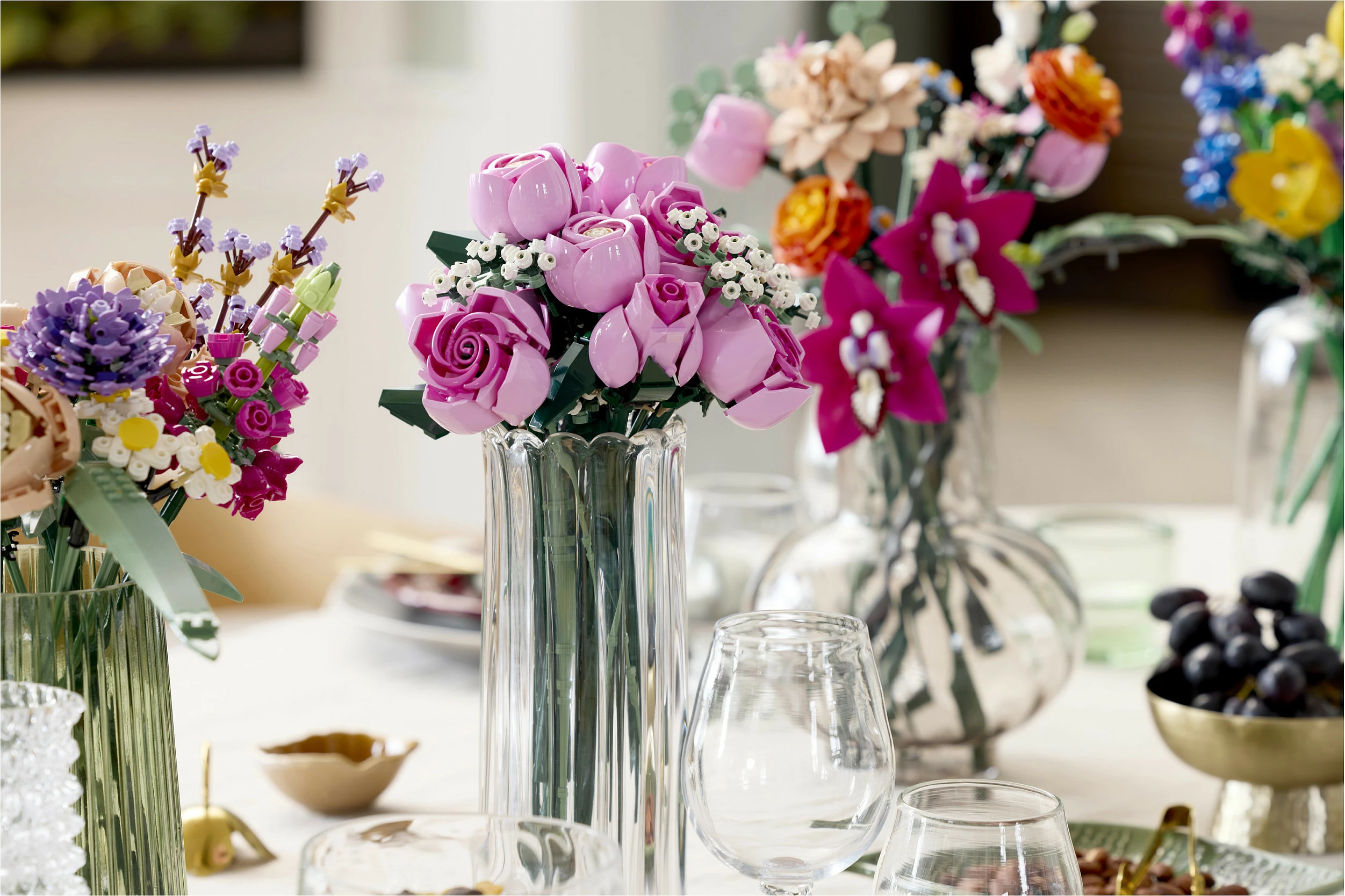 Set ndërtimi LEGO Botanicals 10374 Buqetë Trëndafilash Roze, 789 copë, 18+, multikolor