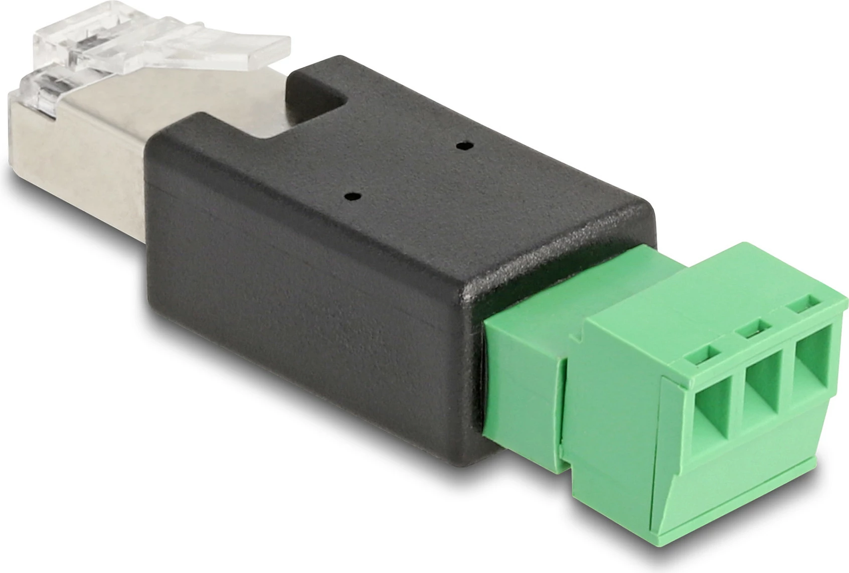 Adapter DeLOCK 66607, RJ45 në bllok terminal 3-pin, AWG 26-16, zi/jeshil