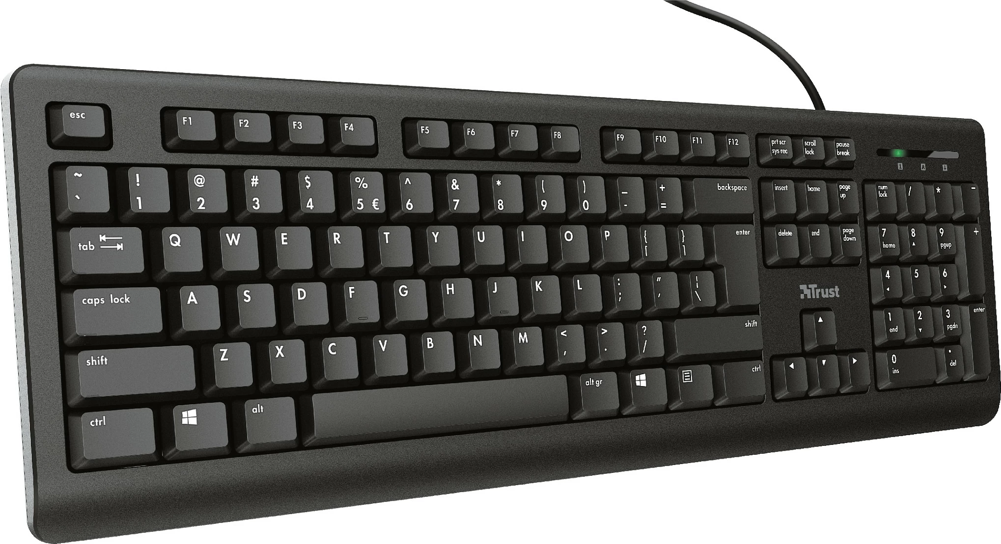 Tastierë Trust TK-150, full-size, USB me kabllo, QWERTZ, e zezë