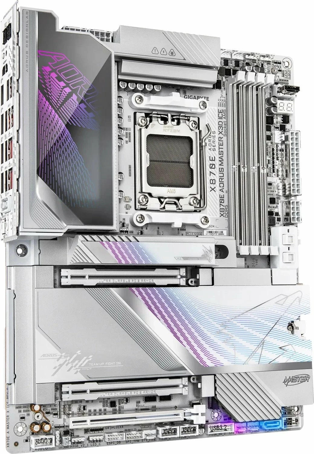 Pllakë amë Gigabyte X870E AORUS MASTER X3D ICE, ATX, DDR5 256GB, Wi‑Fi 7, USB4, e bardhë