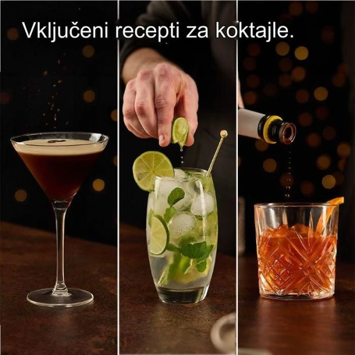 set koktej VONSHEF 1500117 Boston shaker 550 ml + jigger 25/50 ml, brushed copper, set 6 copë