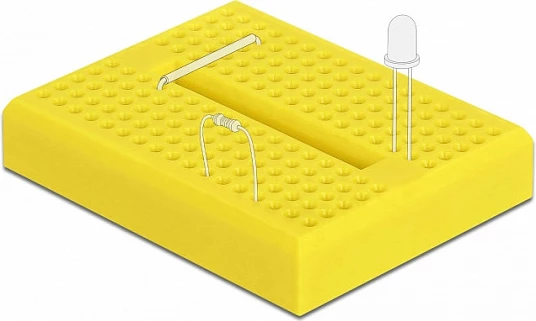 Mini breadboard DeLOCK 170 kontakte, 46 x 36 mm, e verdhë