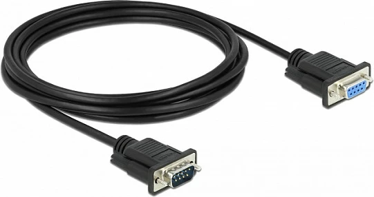 Kabllo seriale DeLOCK RS-232 D-Sub9 mashkull në femër, 3 m, e zezë
