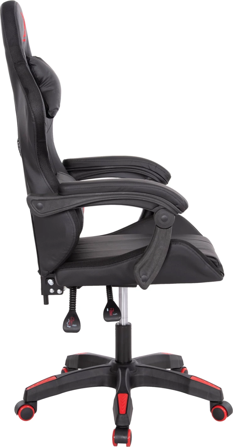 Karrige për lojëra DARREN FH1203.01, e zezë-kuqe, PVC & najlon, 51x49x125H cm