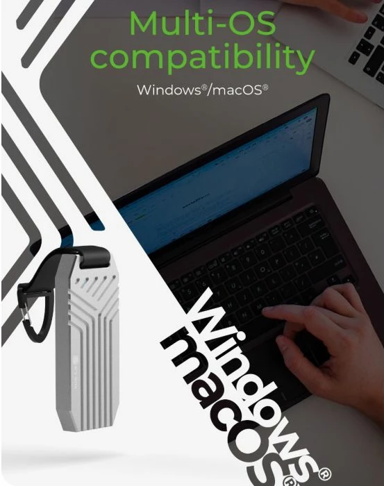 Kasë e jashtme USB4 për SSD M.2 NVMe 2280 ICYBOX IB-1919M-C42, 40 Gbit/s, USB-C, argjendtë, komplet