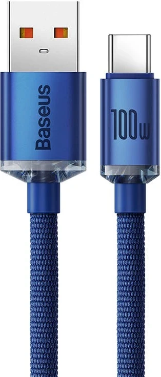 Kabëll Baseus USB-A - USB-C Crystal Shine, 100W, 2m, blu