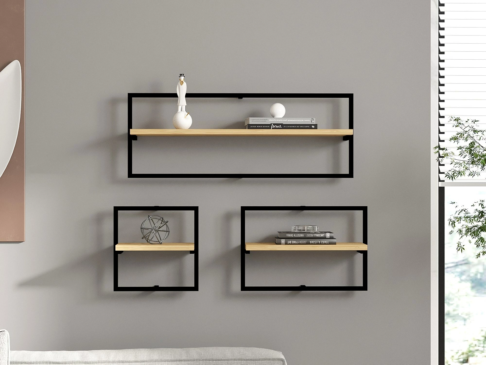 Raft muri modern, ngjyrë lis safir, Skye Decor