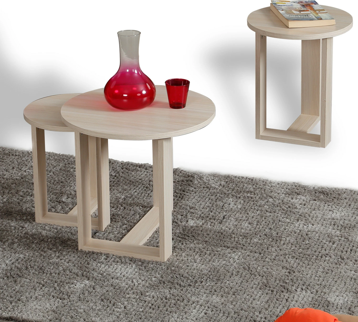 Set tavolina të mbivendosura Mira, 3 copë, ngjyrë lisi