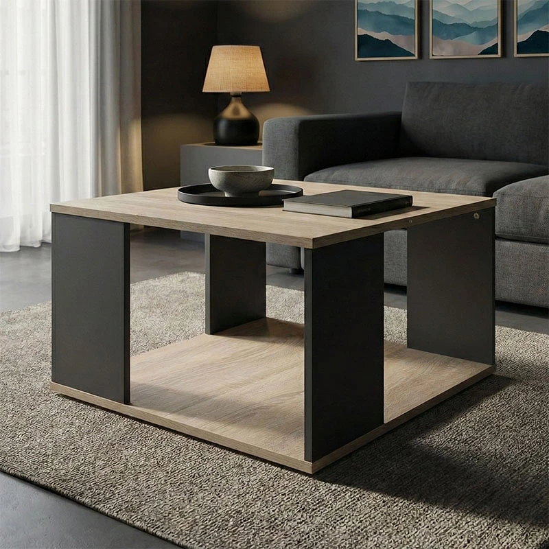 Tavolinë kafeje Zelegan, sonoma-antracit, 60x60x39cm