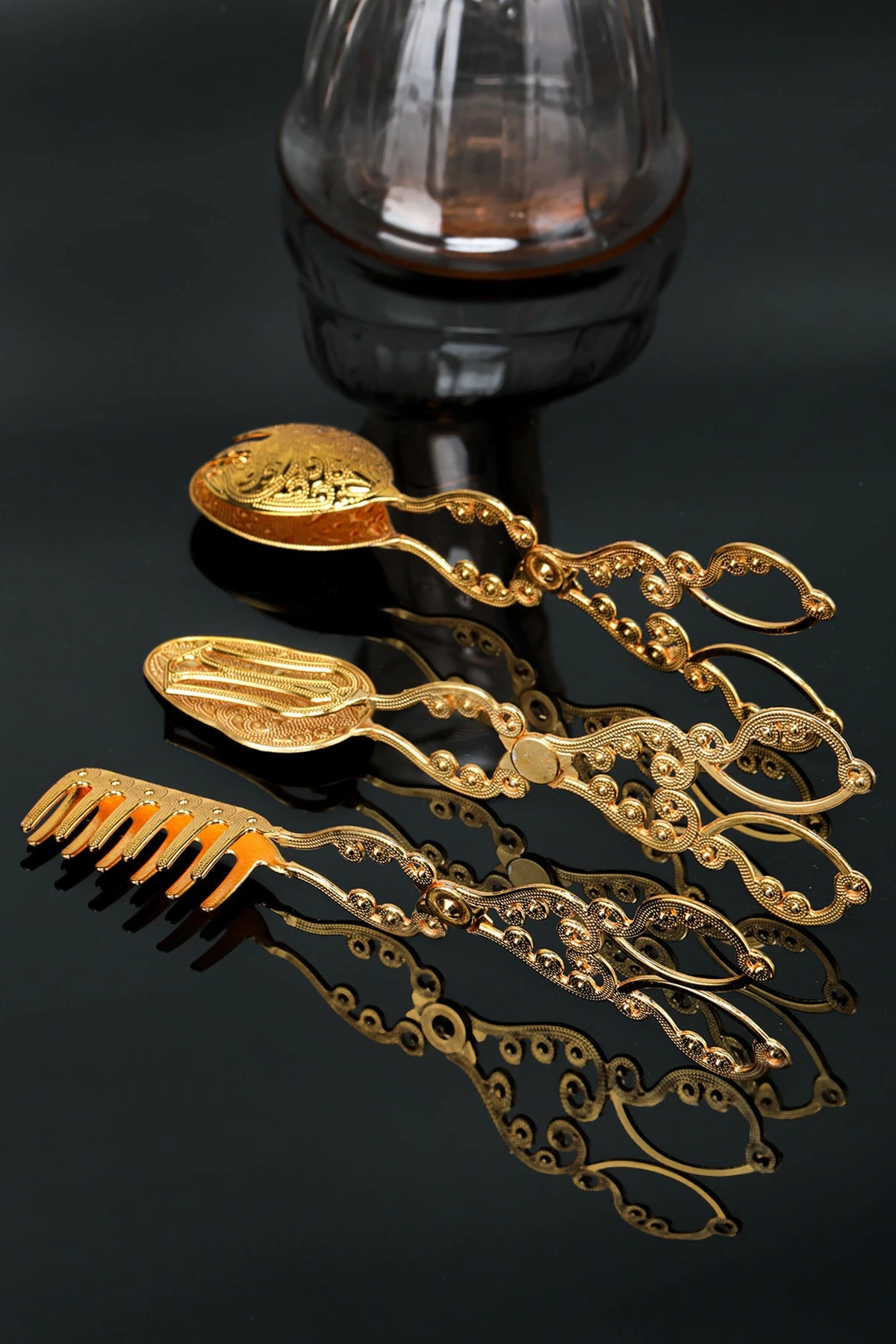 Set kapëse të arta për kuzhinë, 3 copë, Hermia, PLT0418