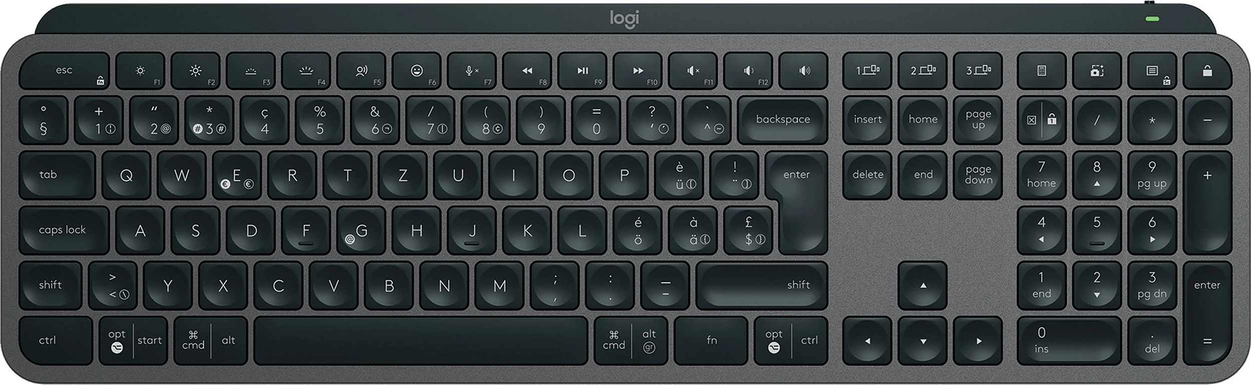 Tastierë Logitech MX Keys S, wireless, QWERTZ, LED, graphite