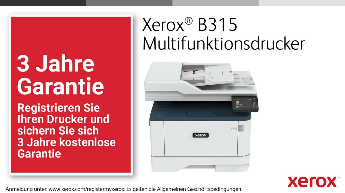 Printer multifunksional Xerox B315, laser, mono, wireless, duplex, 2 kaseta, 350 fletë, A4, blu/bardhë