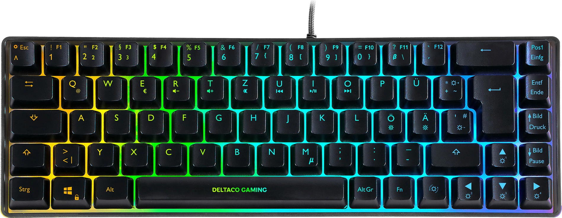 Tastierë gaming Deltaco DK240 mini 60%, RGB, USB, e zezë